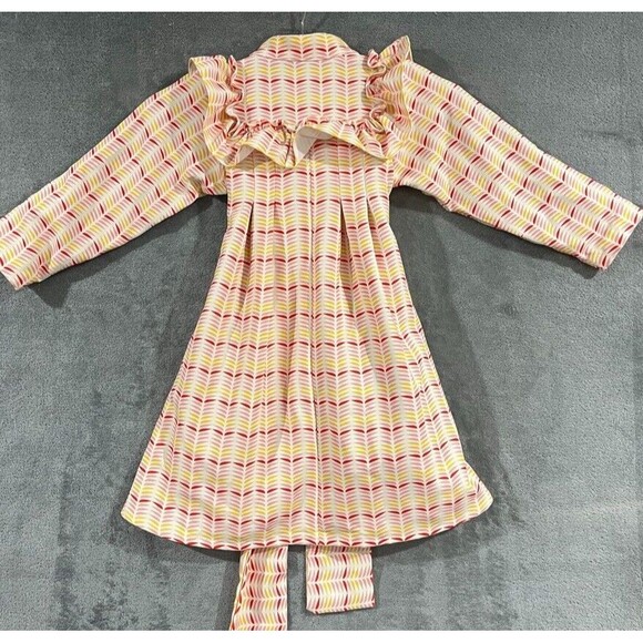 Christy & Fang Girls Dress Pink Yellow Retro Cottagecore Ruffle A-Line Sz Small - Picture 3 of 11